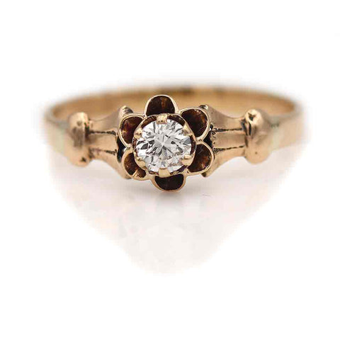 Classic Victorian Princess Lab Diamond Engagement Ring 14K White Gold -  Camellia Jewelry